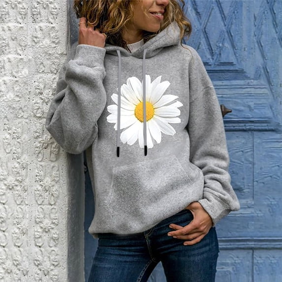 ZKCCNUK Women's Hoodies Long Sleeve Shirt Casual Graphic Tee Shirt Fall Clothes for Women Tops Blouse Lightweight Pullover Tops Loose Sweatshirt with Pocket