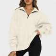 thumbnail image 1 of ZKCCNUK Women's Long Sleeve Lapel Half Zip Up Sweatshirt Solid Stylish Loose Fit Casual Pullover Tops, 1 of 7