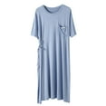 thumbnail image 1 of ZKCCNUK Women's Nightgowns & Sleepshirts Casual and Fashionable Solid Color Large Round Neck with Pockets Short Sleeved Pajamas Free Size, 1 of 5