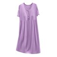 thumbnail image 1 of ZKCCNUK Women's Nightgowns & Sleepshirts Women Blouse Plain Casual Round-Neck Regular Short Sleeve Long Sleepshirts M, 1 of 7