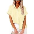 thumbnail image 1 of ZKCCNUK Women's Tops Fashion Solid Button Shirt Female V-Neck Loose T-shirt Blouse Summer Plus Size Tops 2023 on Clearance, 1 of 5