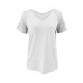 thumbnail image 1 of ZKCCNUK Women's Tops Patchwork Mesh Short Sleeved Top Solid Color Casual Loose T-shirt, 1 of 9