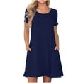 thumbnail image 1 of ZKCCNUK Womens Dresses 2025 Fashion Summer Casual Round-Neck Short Sleeve Solid Mini Dress, 1 of 5