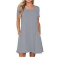 thumbnail image 1 of ZKCCNUK Womens Dresses 2025 Fashion Summer Casual Round-Neck Short Sleeve Solid Mini Dress, 1 of 5