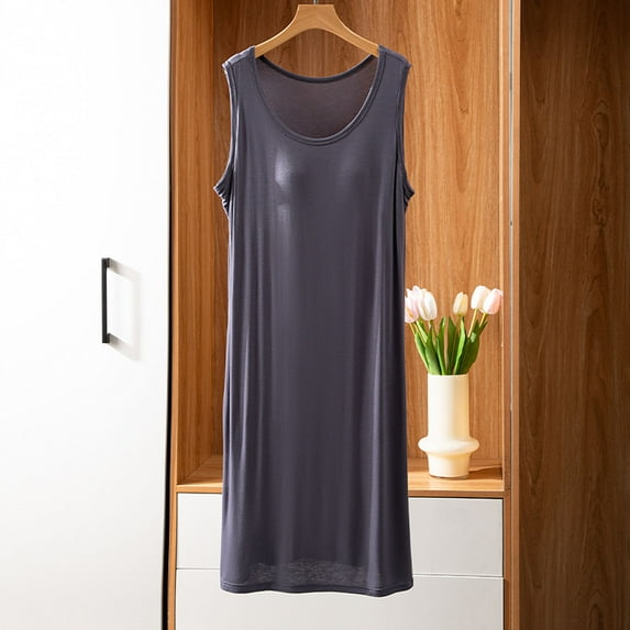 ZKCCNUK Womens Nightgown Casual and Fashionable Solid Color Large Round Neck Sleepwear Dress Free Size