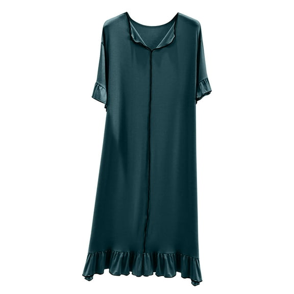 ZKCCNUK Womens Nightgown Sling Casual Solid Colorl Bow Satin Nightdress L-2XL