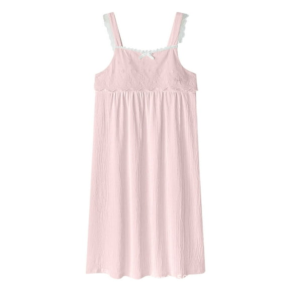 ZKCCNUK Womens Nightgown Sling Soild Sexy Lingerie Lace Bow Satin Nightdress M-4XL