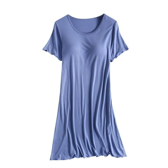 ZKCCNUK Womens Nightgown Suspenders Pajama Larage Size Home Dress Short Pajama Dress with Chest Pad Thin Style Integrated Tank Color Lntegrated Half Sleeve M-2XL