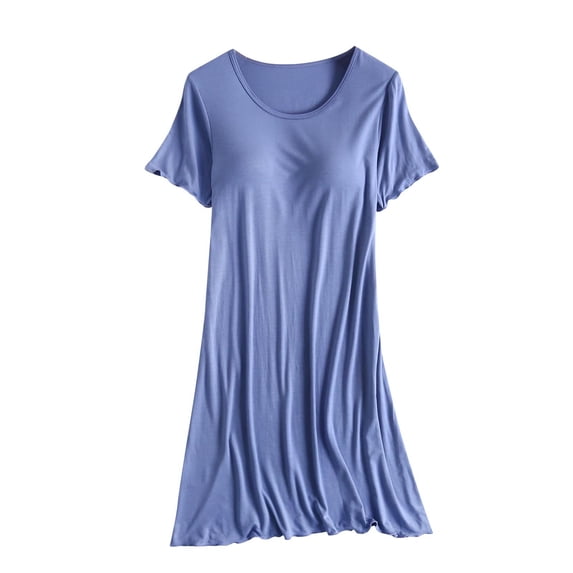 ZKCCNUK Womens Nightgown Suspenders Pajama Larage Size Home Dress Short Pajama Dress with Chest Pad Thin Style Integrated Tank Color Lntegrated Half Sleeve M-2XL