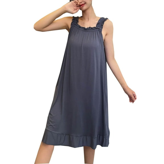 ZKCCNUK Womens Nightgown Women Blouse Plain Casual Regular Sleeveless Long Sleepshirts L-2XL