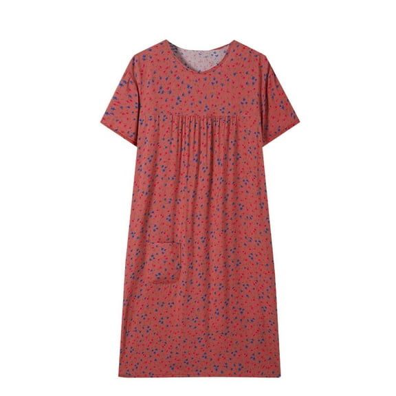 ZKCCNUK Womens Nightgown Women Print Casual Round-Neck Short Sleeve Sleepshirts Dress XL-3XL
