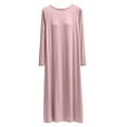 thumbnail image 1 of ZKCCNUK Womens Nightgown Women Solid Color Long Sleeved Round Neck with Bra Long Skirt Knee Length Home Clothes Long Sleepshirts M-2XL, 1 of 3