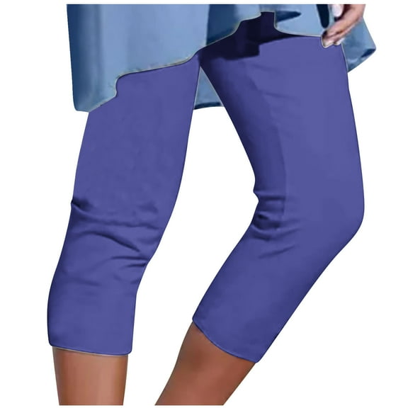 ZKCCNUK Womens Pants Athletic Cropped Pants Solid Color Casual Elastic Waist Beach Pants S-5XL