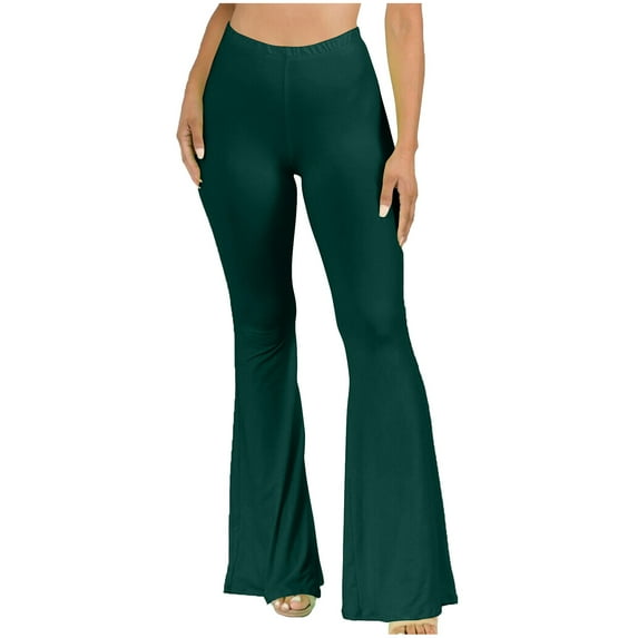 ZKCCNUK Womens Pants Boho Hippie High Waist Wide Leg Long Flared Bell Bottom Pants S-2XL