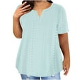 thumbnail image 1 of ZKCCNUK Womens Tops Plus Size Eyelet Tops for Sexy V-Neck Blouse Solid Casual Loose Summer Short Sleeve Blouse, 1 of 6