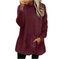 thumbnail image 1 of ZKCCNUK Womens Tops Round- Neck Fall and Winter Loose Solid Pocket Warm Long Sleeve Blouse Tops,Sizes S-2XL, 1 of 6