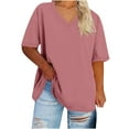 thumbnail image 1 of ZKCCNUK Womens Tops Summer Plus Size Casual V Neck Short Sleeve T-shirt Blouse Tunic Tops Size S-5XL, 1 of 3