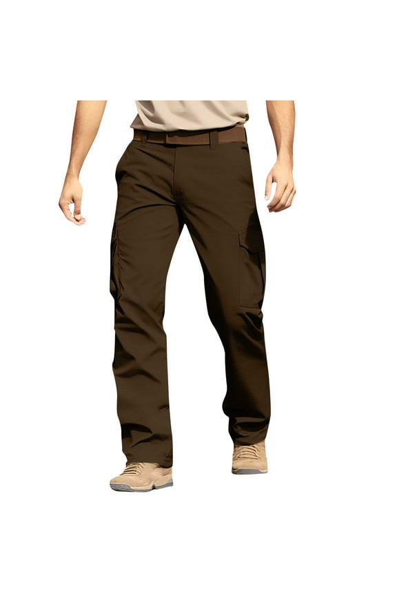 Work Pants for Man Outdoors Solid Casual Elastic Waist Pocket Cargo Pants Size S-5XL