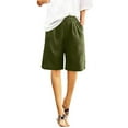 thumbnail image 1 of ZKCCNUK Workout Shorts Women Half Shorts Pants Summer Elastic Waist Buttons Casual Linen Pockets Pants S-3XL, 1 of 7
