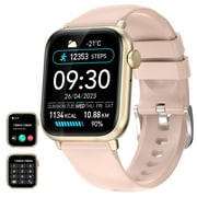 ZKCREATION 1.85" Smart Talking Watch, 123 Sports Modes/Calculator/Games/Voice Assistant, Smart Watch for Men and Women, Gold