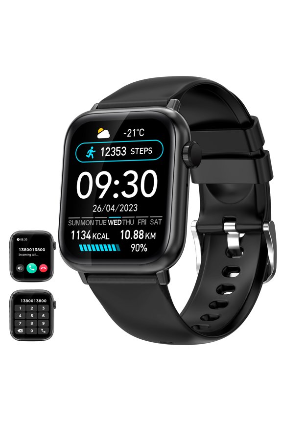 1.85" Smart Watch, 123 Sports Modes/Calculator/Games, Smart Watch for Men and Women, Black