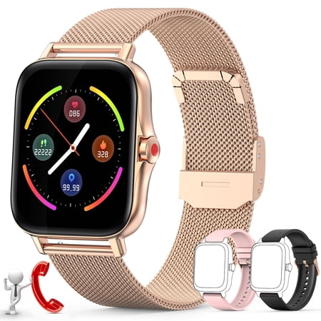 ZKCREATION Call Smart Watch for Women Men, Answer Call and Dial Smartwatch for iPhone Android Smartphone, Gold