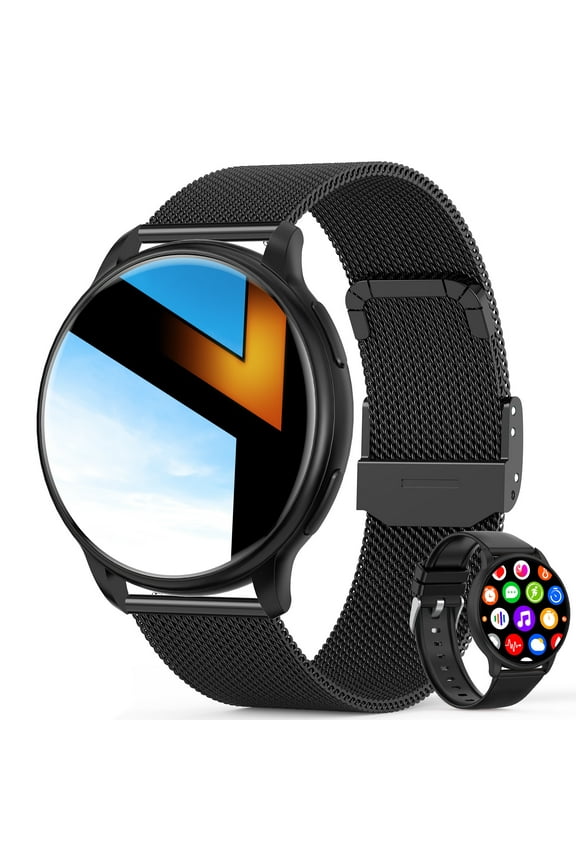 Smart Watch, Answer/Make Calls, Fitness Tracker Watches for Men Women, Waterproof Smartwatch Compatible iPhone Android, Black