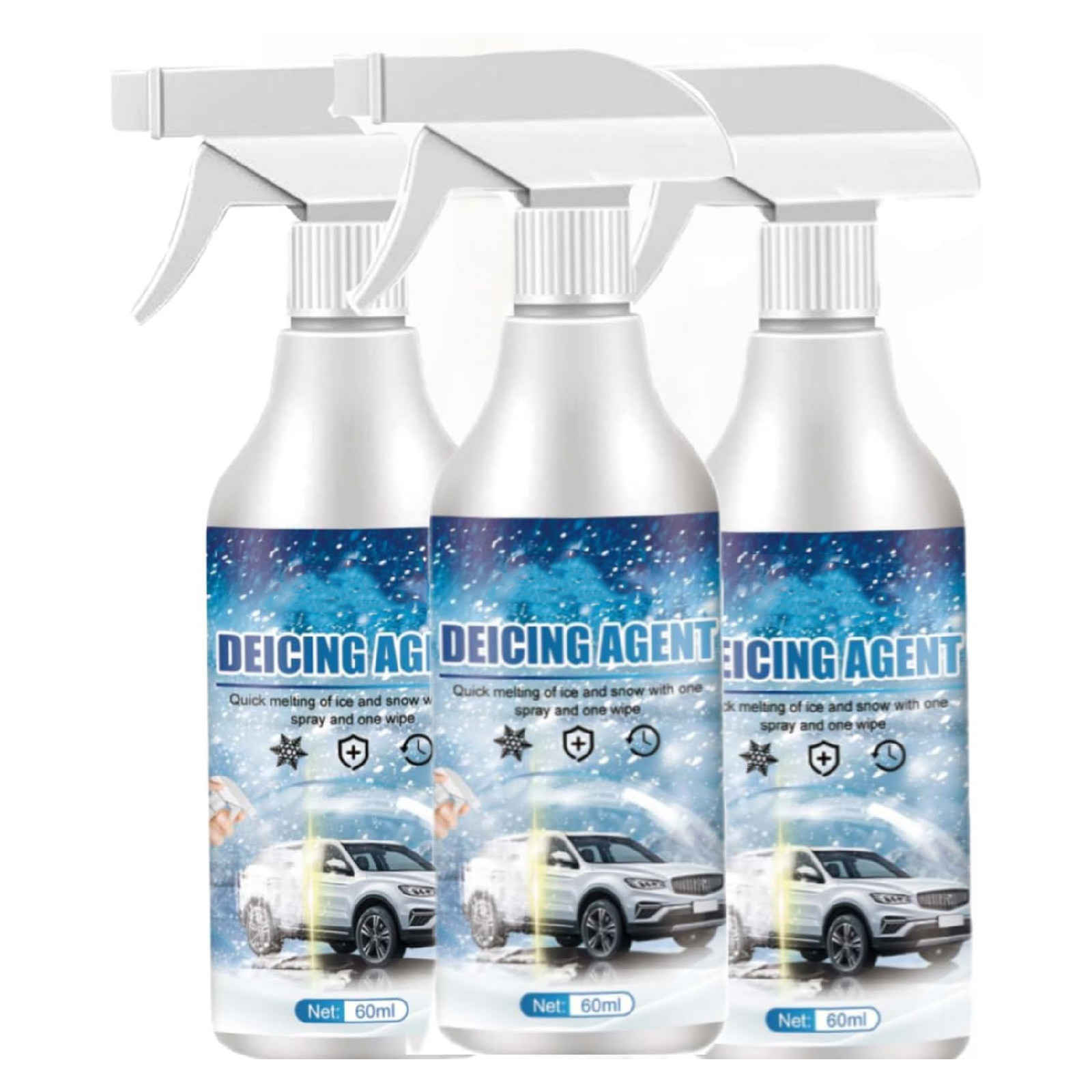 ZKDDJFSNK Deicer Spray For Car Windshield Ice Remover Melting Spray 60ml Purpose Melters Winter Car For Removing Snow Ice And Frost (3pcs) Carpet with Brush