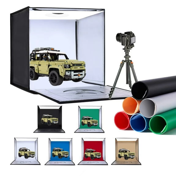 ZKEEZM Light Box Photography 20"x20" Foldable Photo Studio 80LED Lights and 6 Color Backdrops Adjustable Brightness 6000-6500K Dimmable