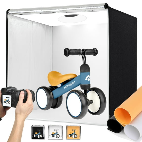 ZKEEZM Light Box Photography 32"x32" Foldable Photo Studio 210 LEDs and 3 Colors Backdrops Adjustable Brightness 6000-6500K