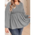 thumbnail image 1 of ZKESS Plus Size Peplum Blouses for Women Round Neck Long Sleeve Babydoll Tops, 1 of 6