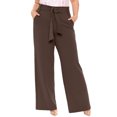 thumbnail image 1 of ZKESS Wide Leg Pants for Women Plus Size Women Palazzo Pants Loose Fit Trouser Pants Wide Leg Belted Lounge Pants with Pockets 5X Brown, 1 of 6
