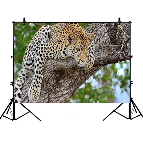 ZKGK 7x5ft Animals Leopard Polyester Photography Backdrop For Studio Prop Photo Background