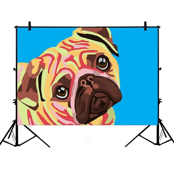 ZKGK 7x5ft Pug Puppy Polyester Photography Backdrop For Studio Prop Photo Background