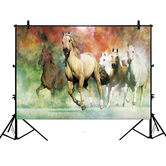 ZKGK 7x5ft Running Horse Polyester Photography Backdrop For Studio Prop Photo Background