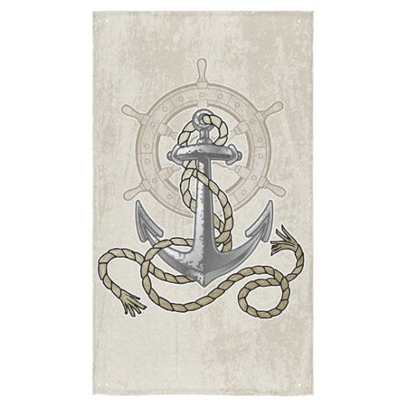 ZKGK Anchor And Ship Steering Wheel Hand Towel Bath Towel Towel 16"X28" For Home, Outdoor and Travel Use,Vintage