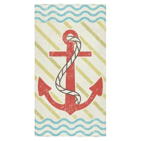 ZKGK Bath Towel Red Anchor Towel Wave Beach Bathroom Towel Bath Wrap 30"X56" For Home, Outdoor and Travel Use