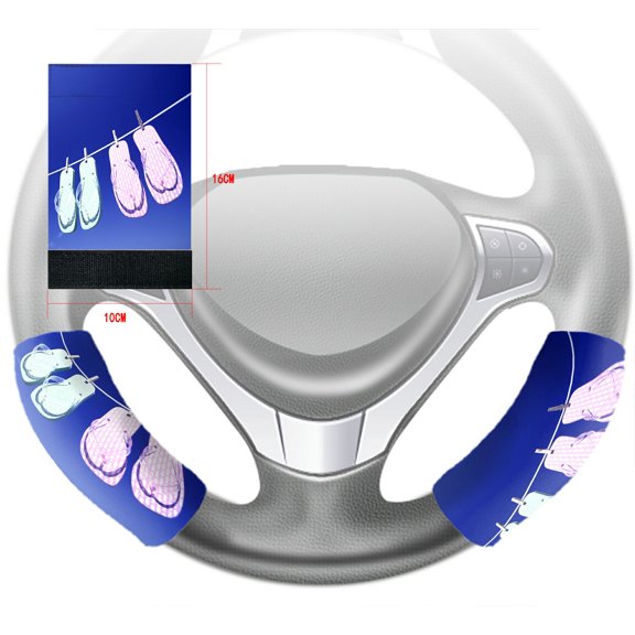 ZKGK Beach Flip Flops Steering Wheel Cover Hook and Loop Covers For Car Size 10x16cm 2 PCS