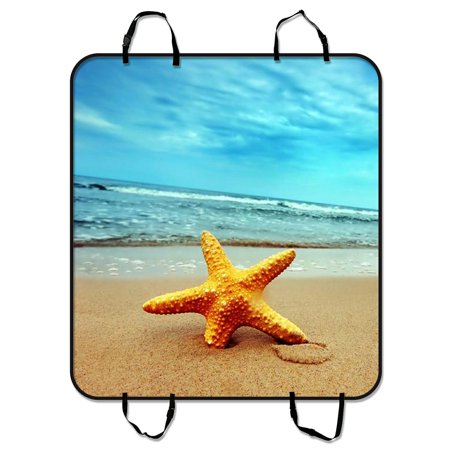 ZKGK Beach Theme Dog Car Seat Cover Dog Car Seat Cushion Waterproof Hammock Seat Protector Cargo Mat for Cars SUVs and Trucks 54x60 inches
