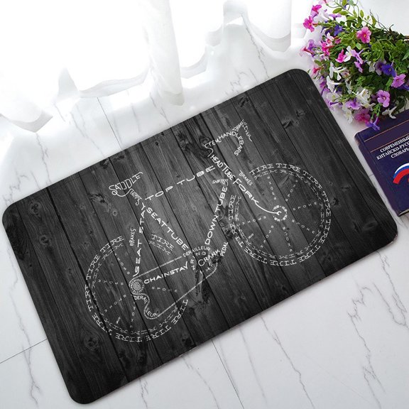 ZKGK Bicycle With Wood Non-Slip Doormat Indoor/Outdoor/Bathroom Doormat 30 x 18 Inches