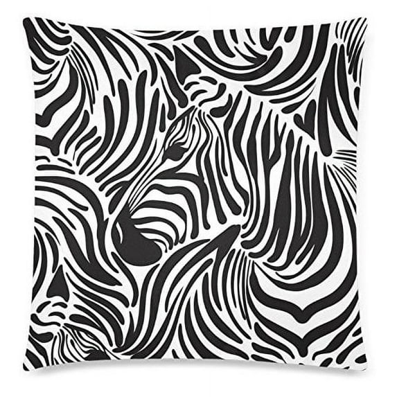 ZKGK Black and White Zebra Home Decor , Unique Zebra Pillowcase 18 x 18 Inches Two Sides,Comfortable Soft Pillow Cover Case Shams Decorative