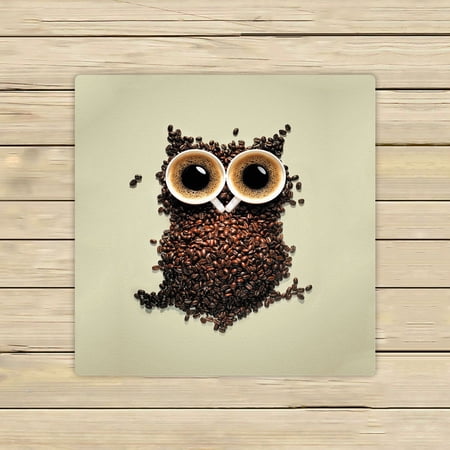 ZKGK Coffee Beans Owl Hand Towel Bath Towels Beach Towel For Home Outdoor Travel Use Size 13x13 Inches
