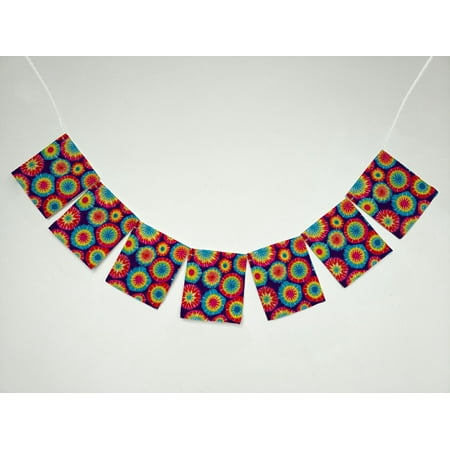 ZKGK Colorful Tie Dye Banner Bunting Garland Flag Sign for Home Family Party Decoration