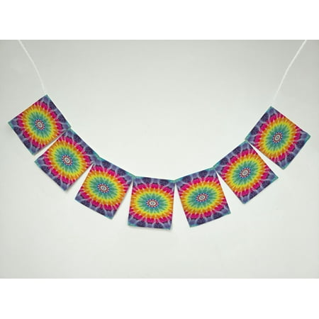 ZKGK Colorful Tie Dye Banner Bunting Garland Flag Sign for Home Family Party Decoration