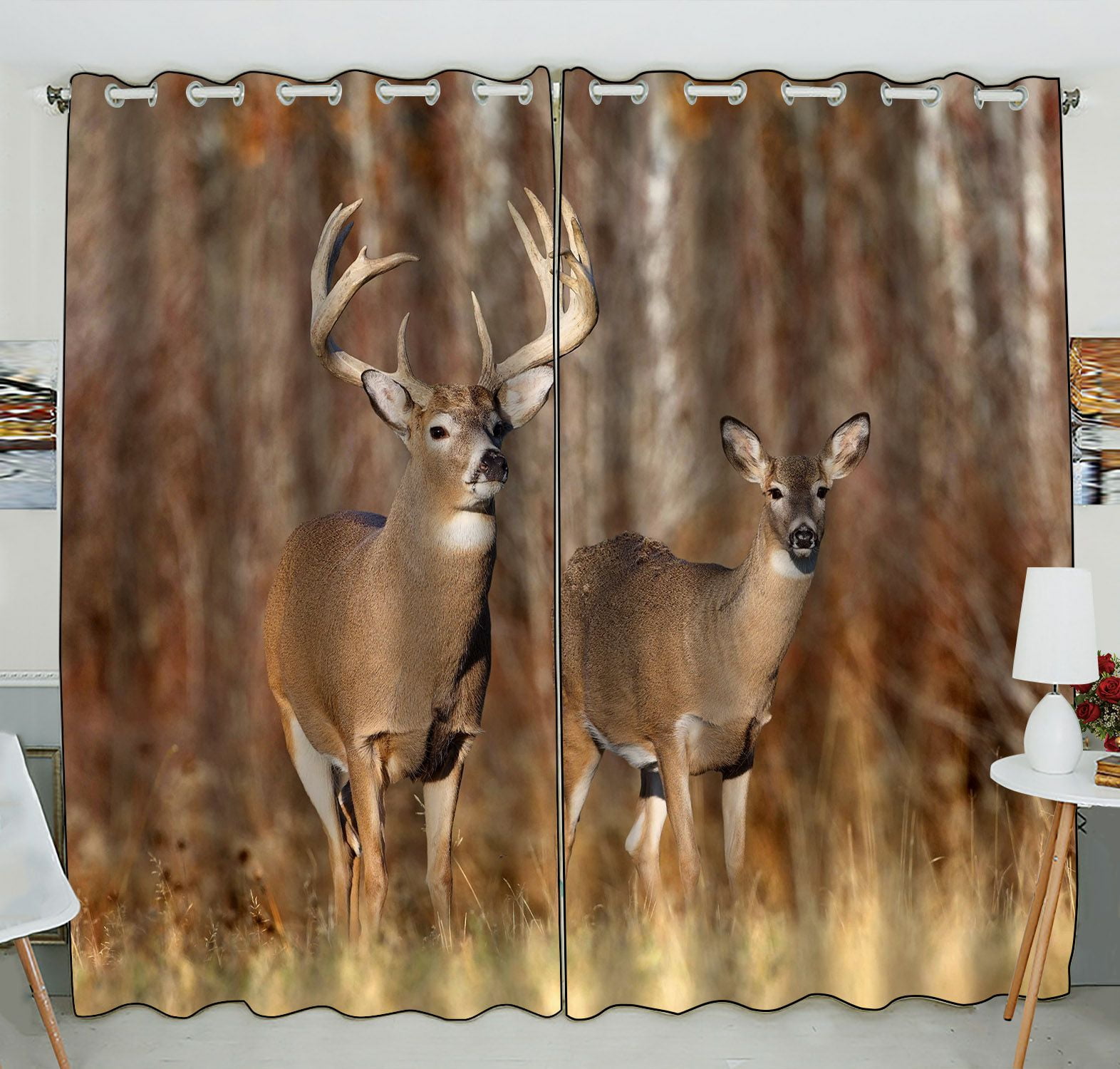 ZKGK Deer Window Curtain Drapery/Panels/Treatment For Living Room
