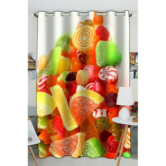 ZKGK Delicious Sweet Candies Window Curtain Drapery/Panels/Treatment For Living Room Bedroom Kids Rooms 52x84 inches One Panel