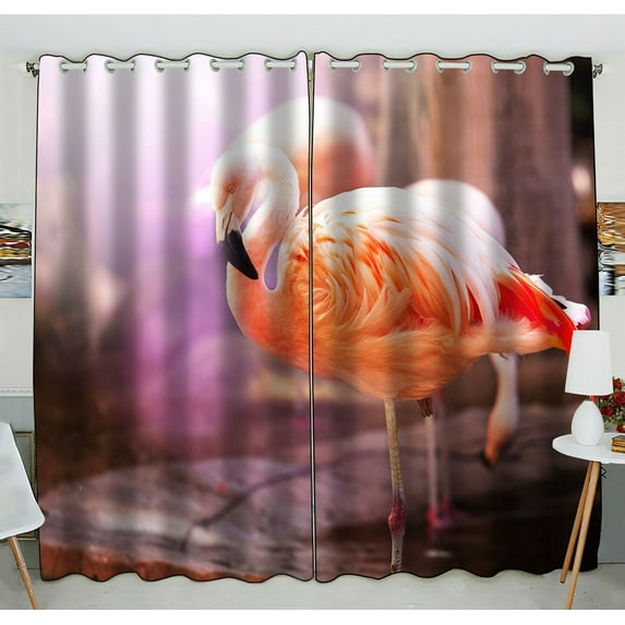 ZKGK Flamingo Window Curtain Drapery/Panels/Treatment For Living Room Bedroom Kids Rooms 52x84 inches Two Panel
