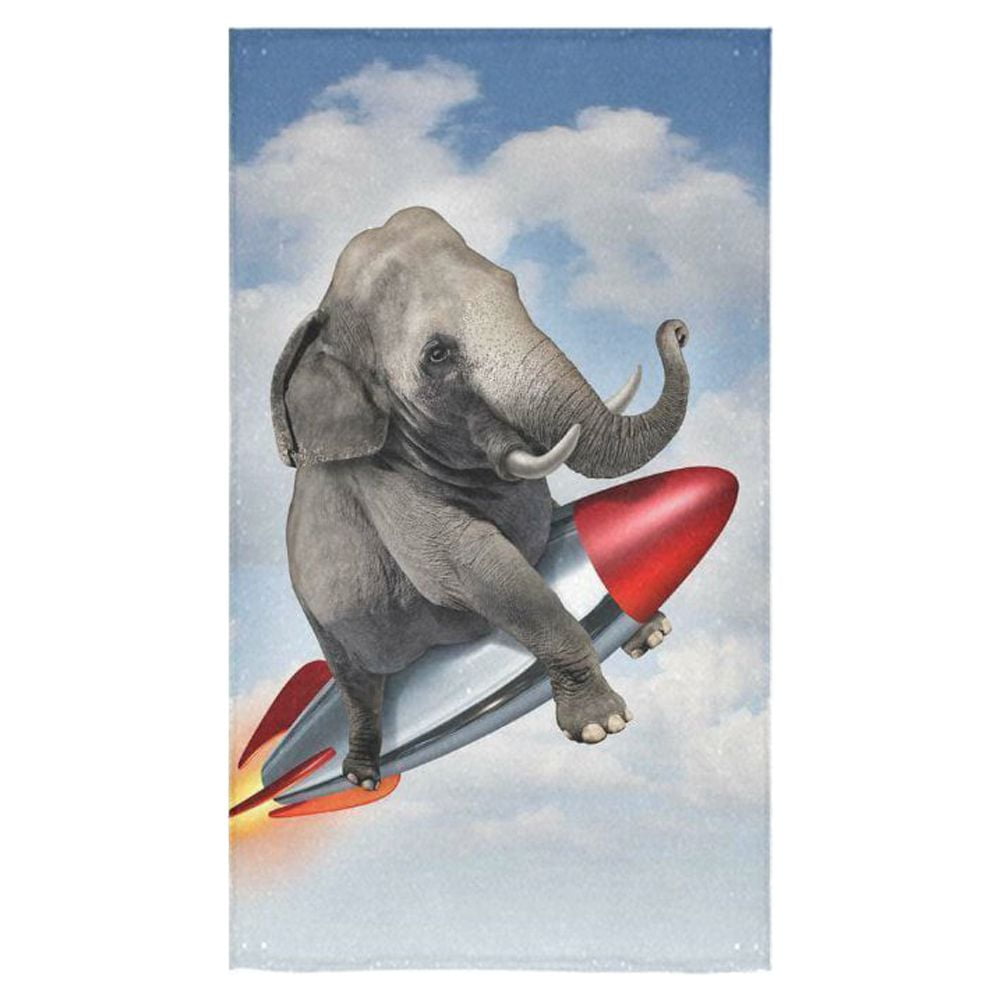 ZKGK Funny Rocket Elephant Kids Hand Towel Bath Bathroom Shower