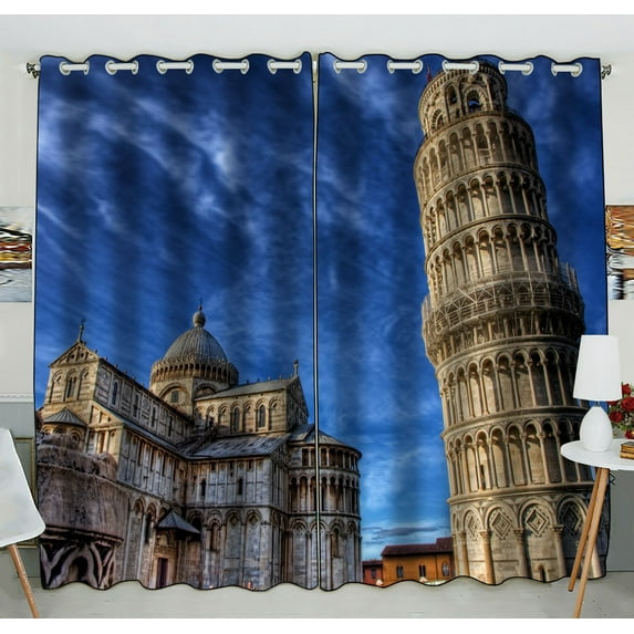 ZKGK Leaning Tower of Pisa Window Curtain Drapery/Panels/Treatment For Living Room Bedroom Kids Rooms 52x84 inches Two Panel