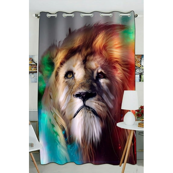 ZKGK Lion Art Window Curtain Drapery/Panels/Treatment For Living Room Bedroom Kids Rooms 52x84 inches One Panel